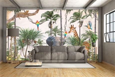 Wall Muriel Tropical landscape with animals