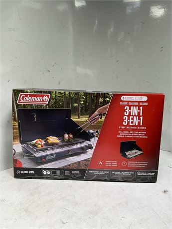 Coleman Classic 3-in-1 Camping Stove, 2 Burners, Blue Nights