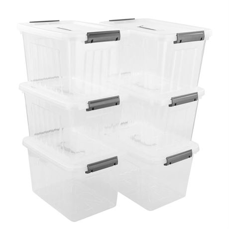 Bringer 5 Pack Clear Plastic Latching Storage Box, Plastic Box, 10 L