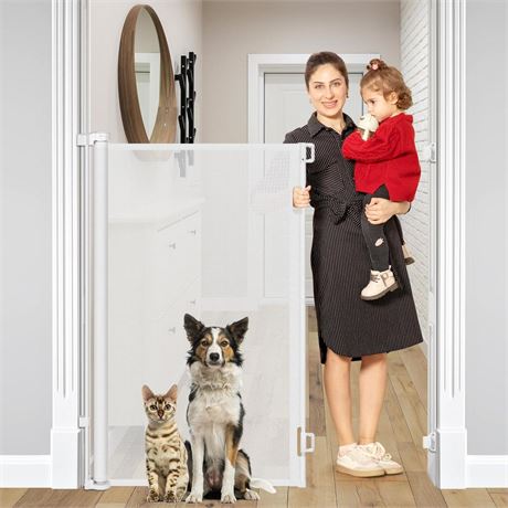 48 Inch Extra Tall Retractable Baby Gates, Extends to 55" Wide, Extra Tall Dog