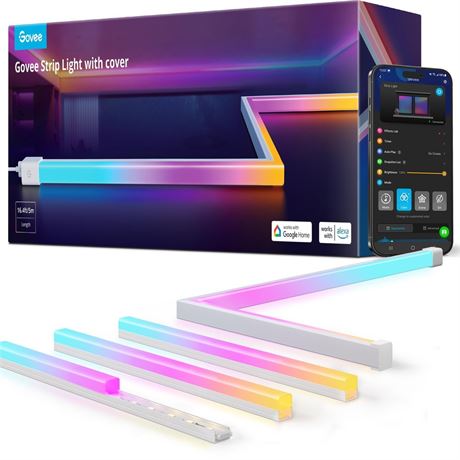 Govee RGBIC LED Strip Lights 16.4ft with Covers, Smart LED Lights for Bedroom