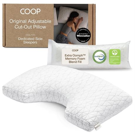 Coop Home Goods Original Cut-Out Adjustable Pillow, King Size Bed Pillows for