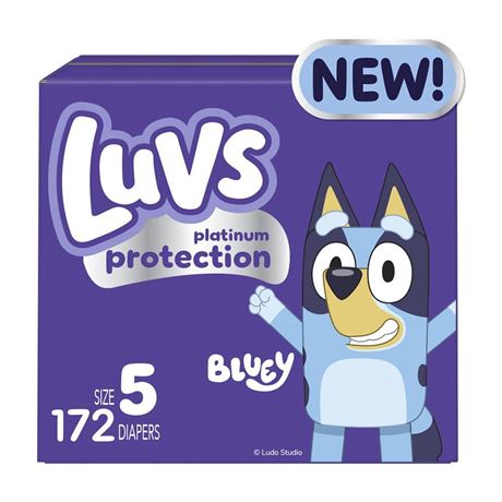 Luvs Platinum Protection Bluey Baby Diapers - Size 4 164 Count, Disposable Baby