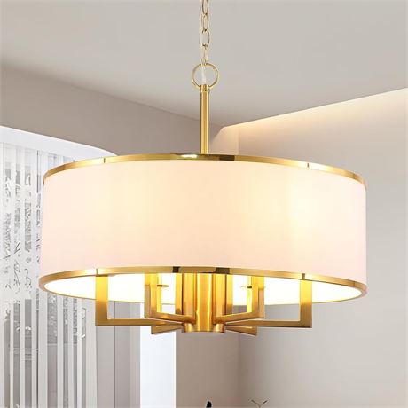 24" 6-Light Drum Chandelier, Modern Large Drum Pendant Light Fixtures with