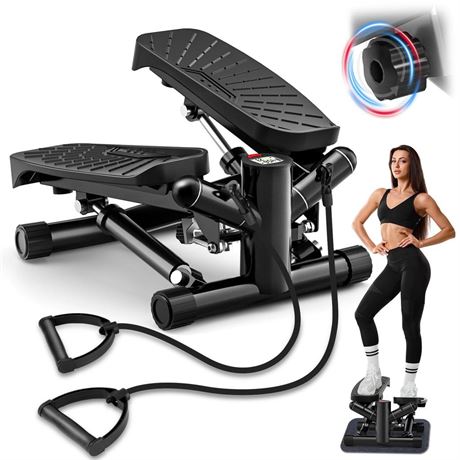 Steppers for Exercise at Home, Mini Stepper with Resistance Bands Full Body