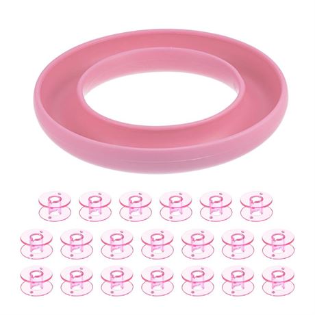 HARFINGTON Silicone Bobbin Ring Holder and 20 Plastic Bobbins Set for Daily