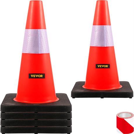 VEVOR Safety Cones, 18 in/45 cm Height, 5 PCS PVC Orange Traffic Cone with
