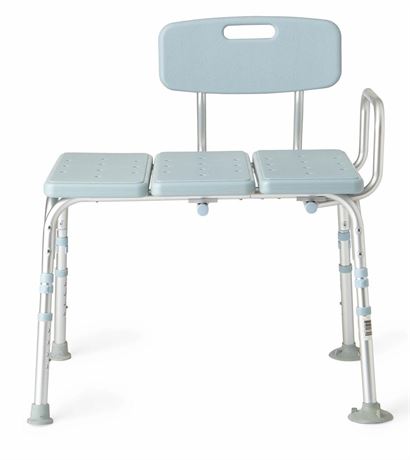 Medline Transfer Bench with Back, Knockdown with Microban®, Blue/Silver