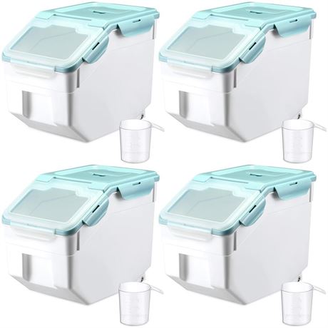 Sunnyray 4 Pcs Rice Storage Container Plastic Grain Rice Storage Bin Food