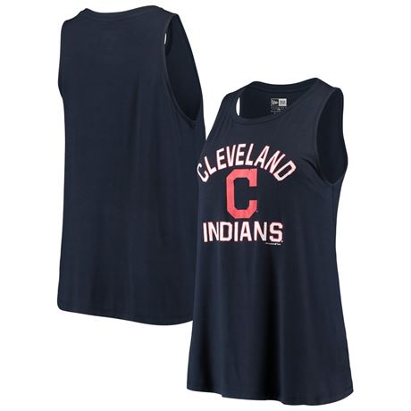 New Era Women's Cleveland Indians Navy Rayon Spandex Tank Top, Large, Blue
