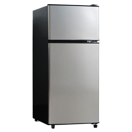 Mini Fridge with Freezer Silver 4.0 Cu.ft Apartment Size Refrigerator Compact