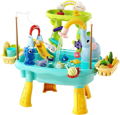 2027 Upgraded 4-in-1 Sand Water Table for Toddlers 1-3, Kids Sensory Table with