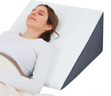 Bed Wedge Pillow for Sleeping, 12" 24" 24" Triangle Cooling Memory Foam Top,