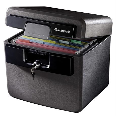 SentrySafe Black Fireproof and Waterproof Safe, File Folder and Document Box