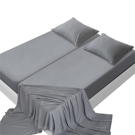 SPRINGSPIRIT Split King Sheets Sets for Adjustable Bed, 5 Piece Bed Sheets Set