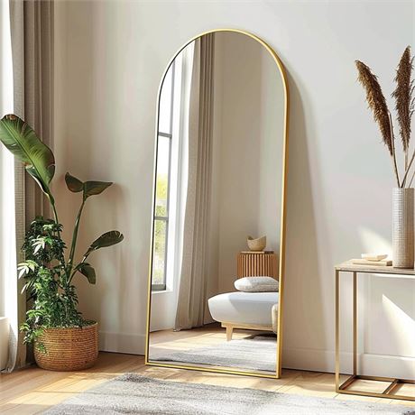 Degfig Arched Full Length Mirror, 59"x16" Arch Floor Mirror, Floor Length