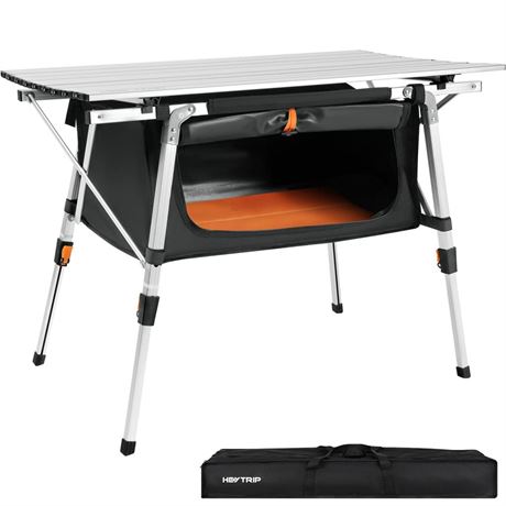 HEYTRIP Folding Camping Table with Storage Bag Roll-Up Aluminum Portable Beach