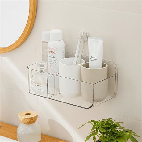 MORNITE Shower Caddy Bathroom Storage Wall, Plastic Medicine Cabinet Shelves