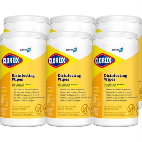 CloroxPro Clorox Disinfecting Wipes, Lemon Fresh, 75 Count, Pack of 6 (Package