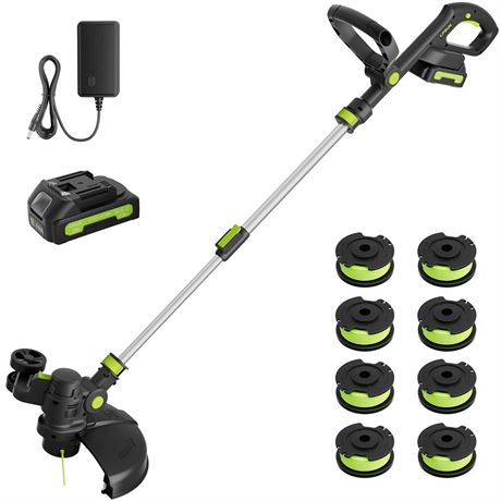 20V Cordless String Trimmer, 2.0Ah Battery Powered with Fast Charger, 12''