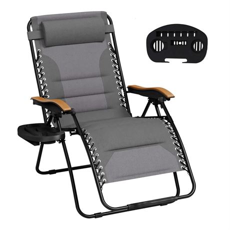 MFSTUDIO Zero Gravity Chairs, Oversized Patio Recliner Chair, Padded Folding