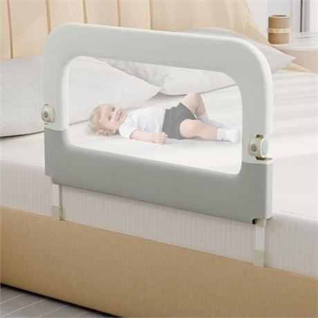 omzer Bed Guard Rail for Toddlers - 47inch Foldable & Adjustable Height Baby