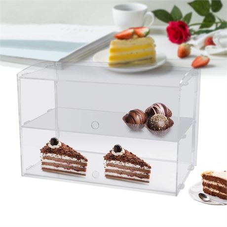 2 Tier Acrylic Bread Box Transparent Acrylic Cake Display Cabinet Bread Display