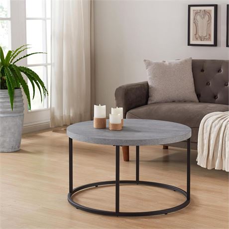 CENSI Coffee Table for Living Room and Waiting Room, 31.5" Round, Grey Marble