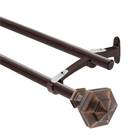 Deco Window 72 to 144 Inches Adjustable Curtain Rod for Windows with Hexagon