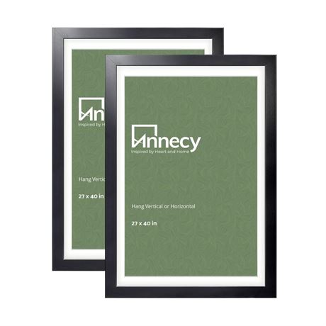 Annecy 27x40 Picture Frame Black（2 Pack）, 27 x 40 Picture Frame for Wall