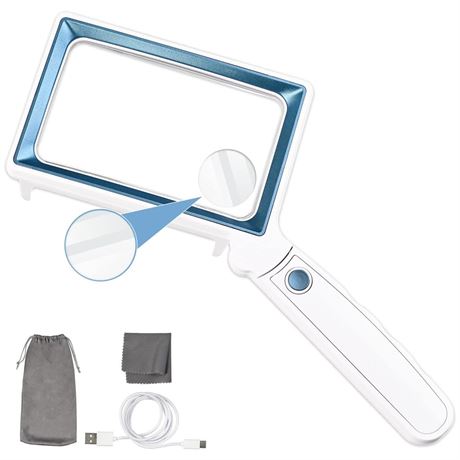 Magnifying Glass with Light and Stand(4X/10X), Folding Design Magnifier with 20