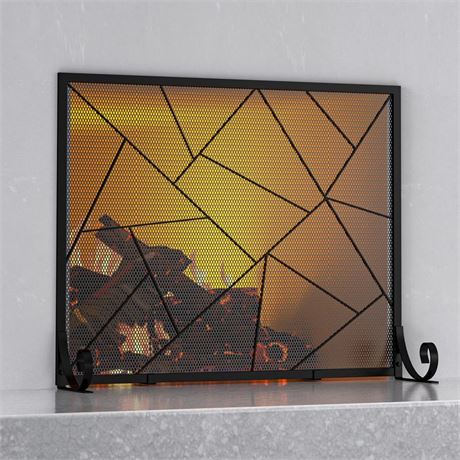 Fire Beauty Fireplace Screen Decorative Mesh Geometric Fire Spark Guard Gate