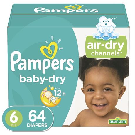 Pampers Baby Dry Diapers Size 6  64 Count (Select for More Options)