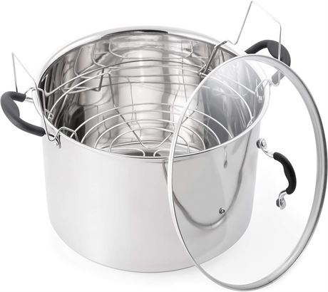 Water Bath Canner with Glass Lid, Induction Capable, 21.5Qt, Stainless Steel