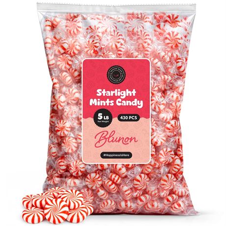 Peppermint Candy Starlight Mints - 5 Pounds Bulk Individually Wrapped - Classic