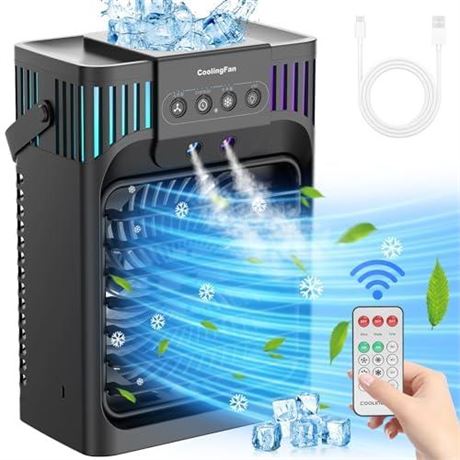 Portable Air Conditioners Fan, Evaporative Air Cooler with Remote, 1200ml Tank