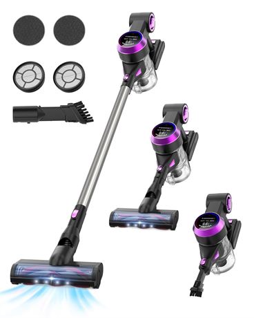 Cordless Vacuum Cleaner, 30Kpa 280W Powerful Suction Vacuum with LED Display,