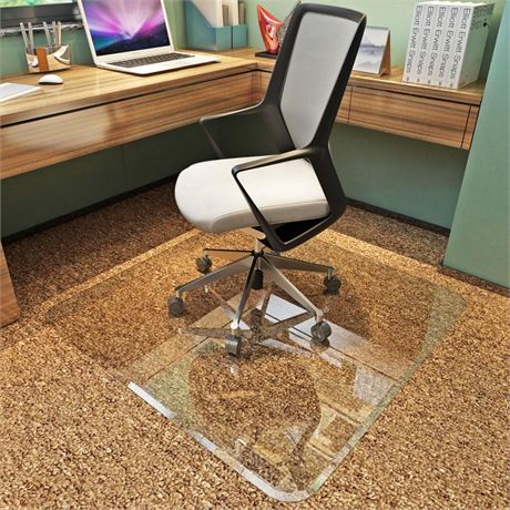 Exclusive Beveled Edge Glass Chair Mat for a Smooth Glide and Easy Roll On/Off