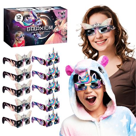 12 Pack Solar Eclipse Glasses Kids AAS Approved 2024 - [12 Pack] Mix Unicorn &