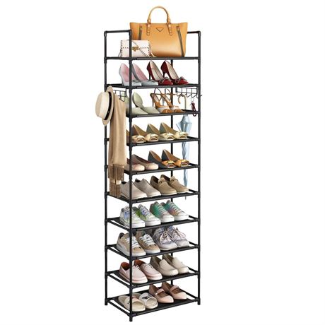 Fixwal 10 Tiers Shoe Rack for Entryway, Tall Narrow Shoe Shelf Storage 20-24