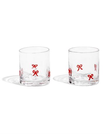 Thirstystone Bow Icon Glasses, Set of 2 - Clear, Red