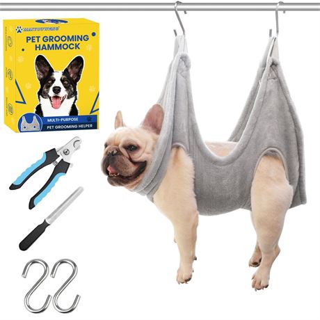 Dog Grooming Kit - Hammock, Harness, Nail Clipper for Cats and Dogs, Claw Care