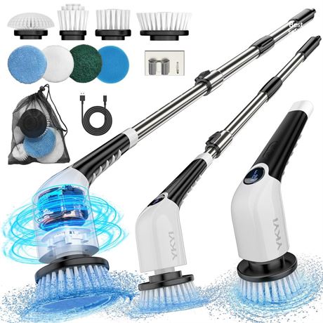 Electric Spin Scrubber,Cordless Cleaning Brush,Shower Cleaning Brush with 8