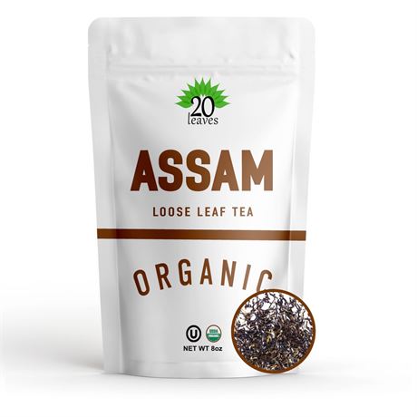 Assam Loose Leaf Black Tea - 100% Certified Organic - 8oz Pouch - Resealable