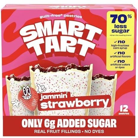 Smart Tart Toaster Pastries Frosted Strawberry - Low Sugar Snacks, Healthy