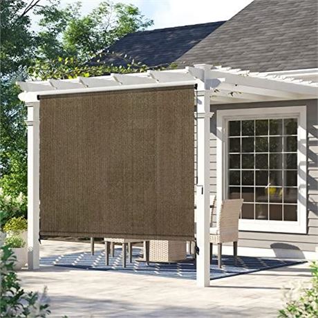 Amagenix Outdoor Roller Shades, 220GSM HDPE Exterior Cordless Patio Shades Roll