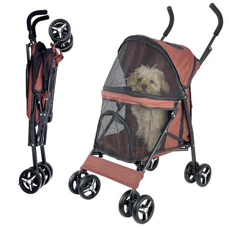 Umbrella Shaped Lightweight 4 Wheel Dog Stroller for Medium Small Dogs,