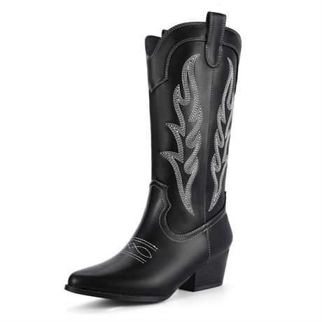 IDIFU IN2 Cowboy Boots for Women Mid Calf Cowgirl Boots Embroidered Western
