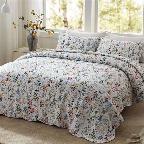 LEAONME 3-Piece Full Queen Size Quilt Set Lightweight Bedspread Coverlet