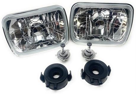 Real Glass 7X6 Halogen Reflector Crystal Clear Glass Headlights Headlamp H4 Pr
